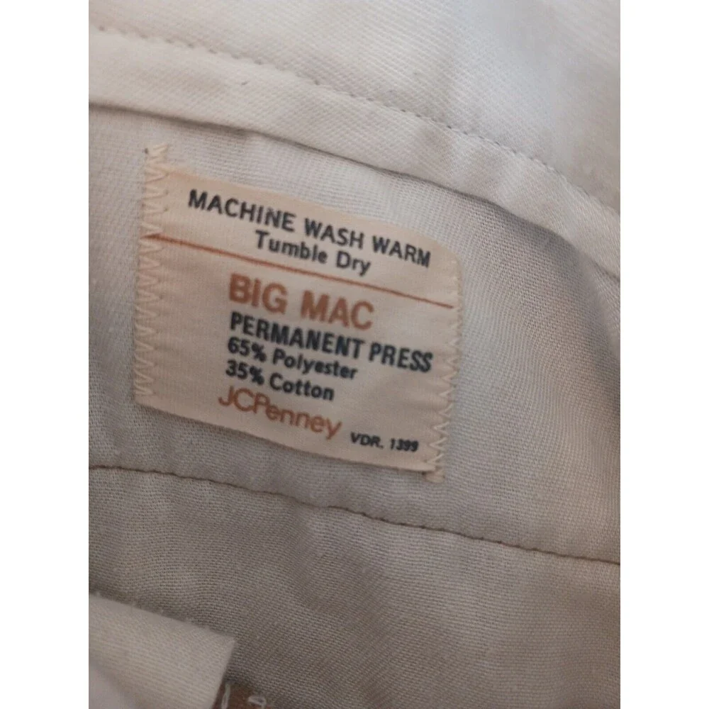 Vtg JC Penney Big Mac Corduroy Pants Mens 40X28 Tan Permanent Press Baggy Wide